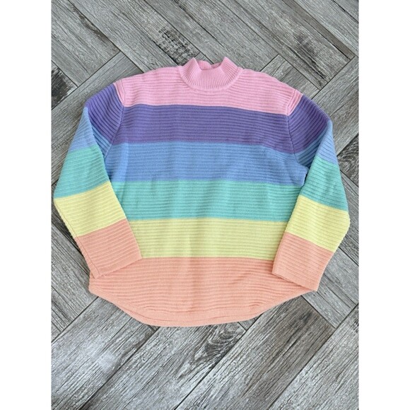 UNIF Sweaters - UNIF L Oversized Knit Jumper Sweater In Pastel Rainbow Color Block Womens